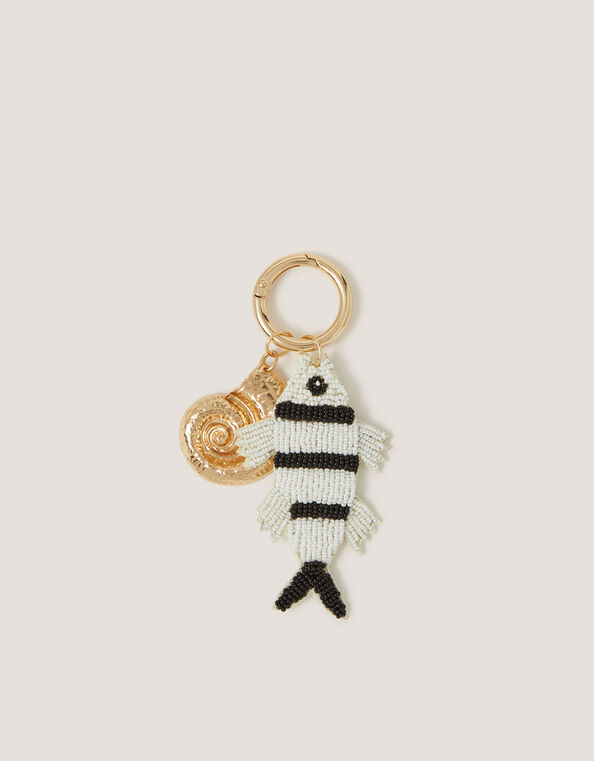 Beaded Fish Bag Charm, , large