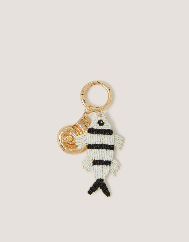 Beaded Fish Bag Charm, , large
