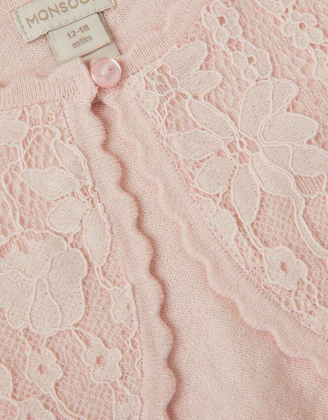 Baby Emilia Lace Scallop Cardigan, Pink (PINK), large