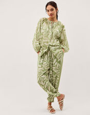 Lillie Leaf Print Blouse, Green (GREEN), large