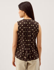Paris Sleeveless Polka Dot Top, Brown (CHOCOLATE), large