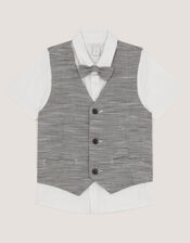 Greyson 3-Piece Houndstooth Waistcoat & Shirt, Blue (NAVY), large