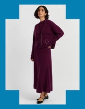 Chinti & Parker Queen of Hearts Wool Cardigan, Red (MULBERRY), large