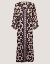 Ellison V-Neck Floral Print Midi Dress, Blue (NAVY), large