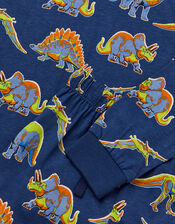 Dinosaur Print Long Pyjamas Set, Blue (NAVY), large