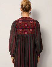 Maison Hotel Isadora Paisley Stripe Midi Dress, Red (BURGUNDY), large