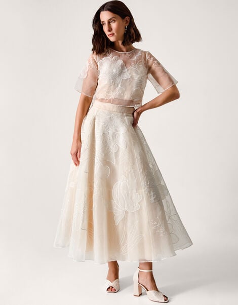 Rosie Embroidered Floral Wedding Skirt, Ivory (IVORY), large