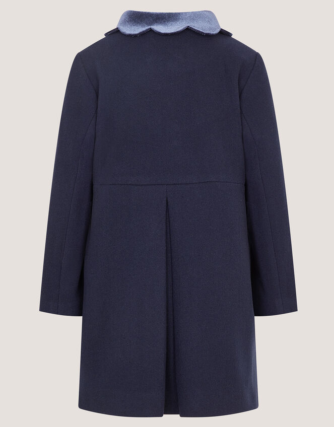 Scallop Collar Coat, Blue (NAVY), large