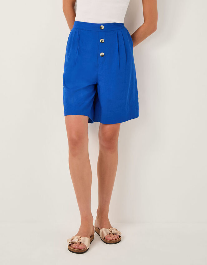 Lucy Linen Blend Longline Shorts, Blue (COBALT), large