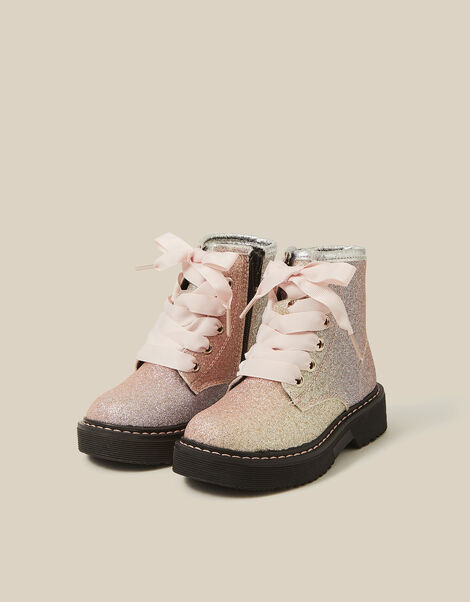 Toddler Ombr&eacute; Glitter Lace-Up Boots, Multi (MULTI), large