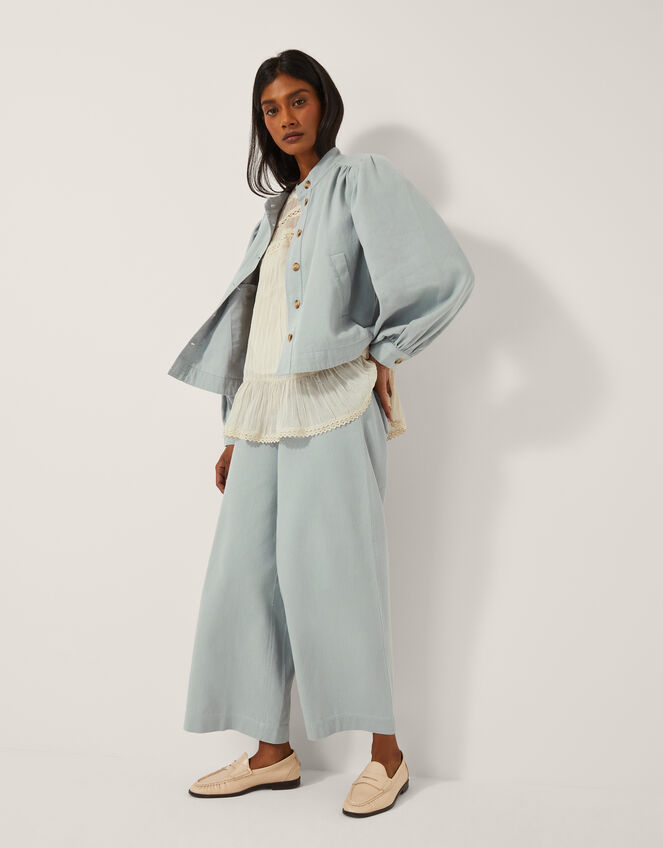 Ciara Puff Sleeve Denim Jacket, Blue (PALE BLUE), large