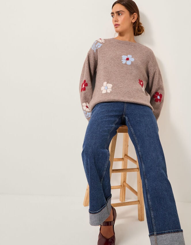 Fenn Floral Jumper, Mink (MINK), large
