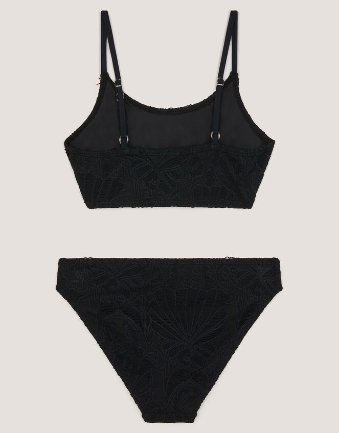 Starfish Textured Bikini Set, Black (BLACK), large