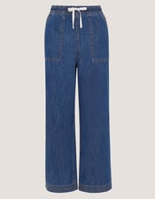 Heidi Drawstring Regular Wide Leg Jeans, Blue (MID AUTHENTIC BLUE), large