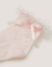 Bow Frilly Socks, Pink (PINK), large