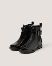 Bow Patent Chelsea Boot School Shoes, Black (BLACK), large