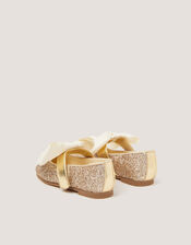 Baby Glitter Bow Mary Jane Ballet Flats, Gold (PALE GOLD), large