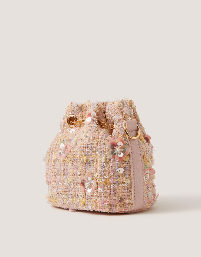 Sequin Tweed Bucket Bag, , large