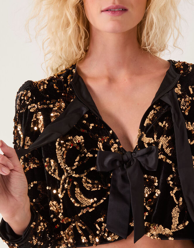Shola Sequin Bow Jacket, Black (BLACK), large