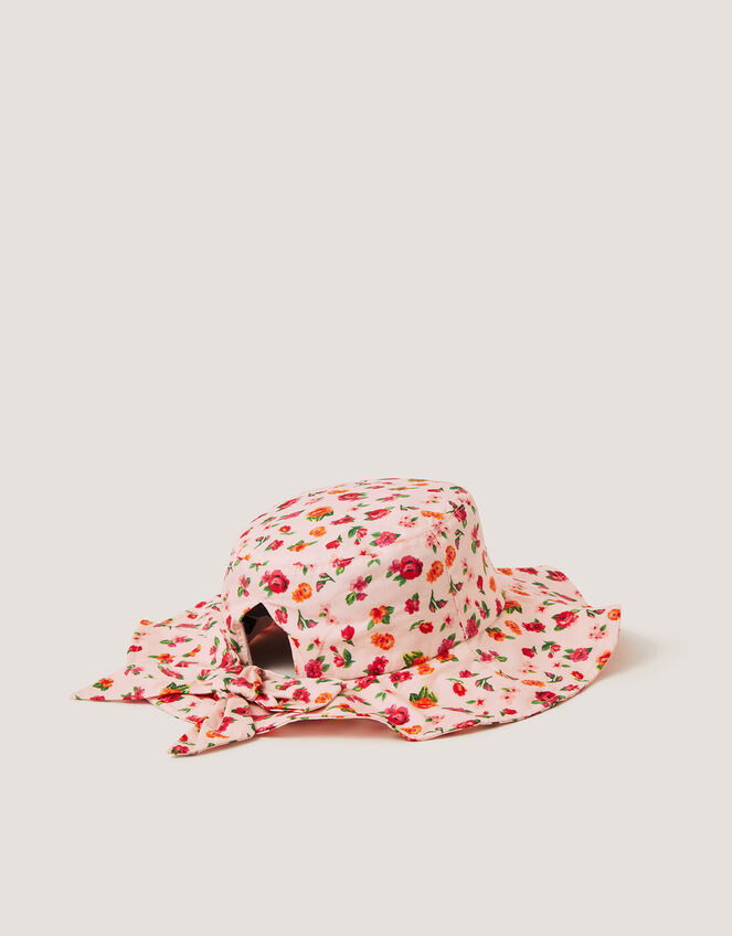 Floral Print Bow Bucket Hat, Multi (MULTI), large