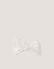 Appliqu&eacute; Bow Hair Clip, Ivory (IVORY), large