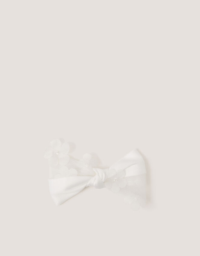 Appliqu&eacute; Bow Hair Clip, Ivory (IVORY), large