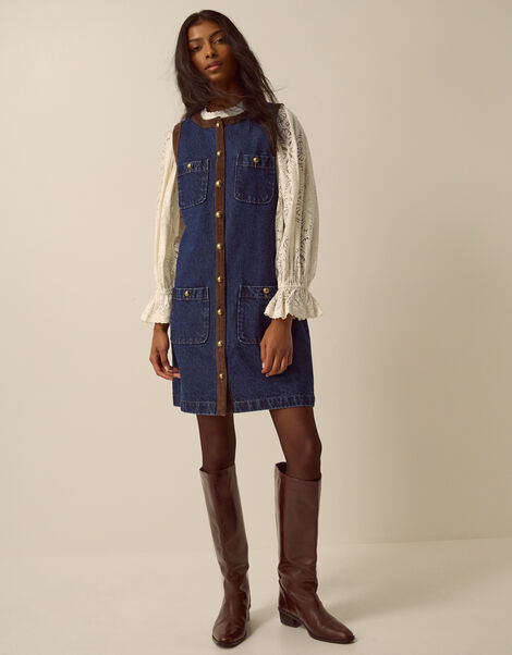 Hanna Denim Mini Shift Dress, Blue (INDIGO), large