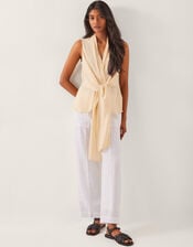 Jolie Regular Linen Wide Leg Trousers, White (WHITE), large