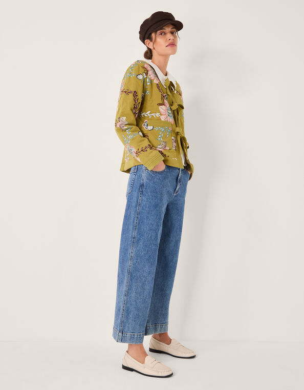 Eliza Floral Quilted Jersey Jacket, Green (CHARTREUSE), large