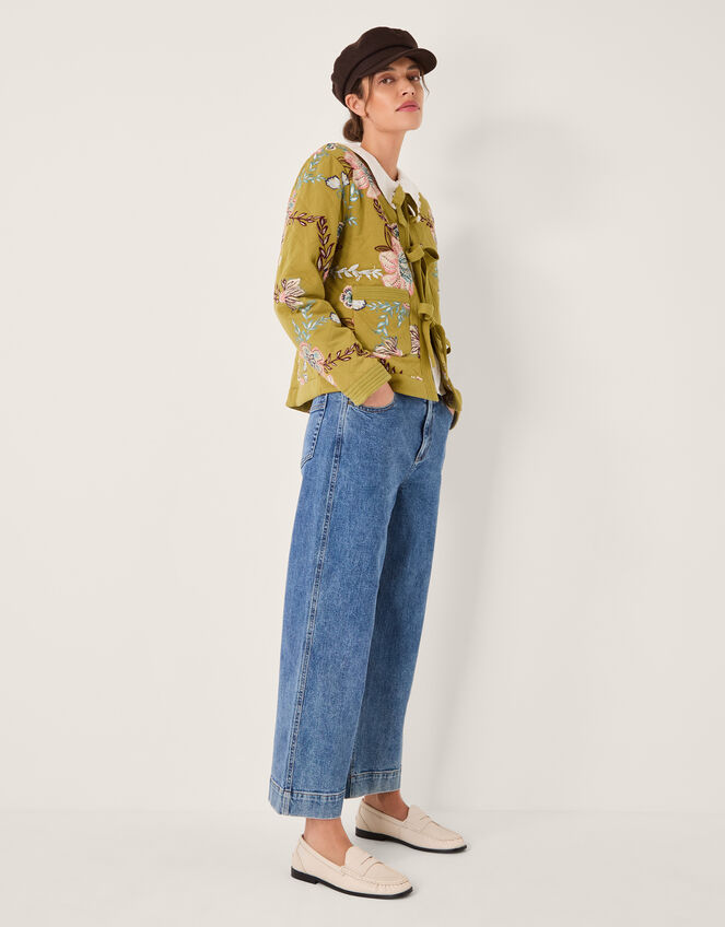 Eliza Floral Quilted Jersey Jacket, Green (CHARTREUSE), large