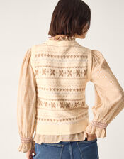 Febe Fair Isle Sweater Vest, Ivory (IVORY), large