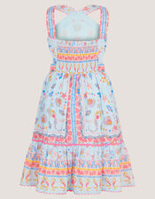 Mermaid Print Halter Dress, Blue (BLUE), large