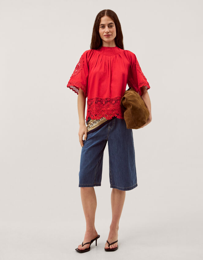 Emory Floral Lace Top, Red (RED), large
