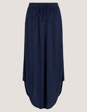 Teri Drawstring Culotte Trousers, Blue (NAVY), large