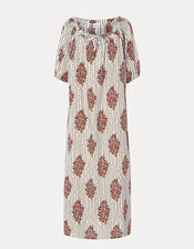 Par & Escala Justina Floral Stripe Maxi Dress, White (WHITE), large