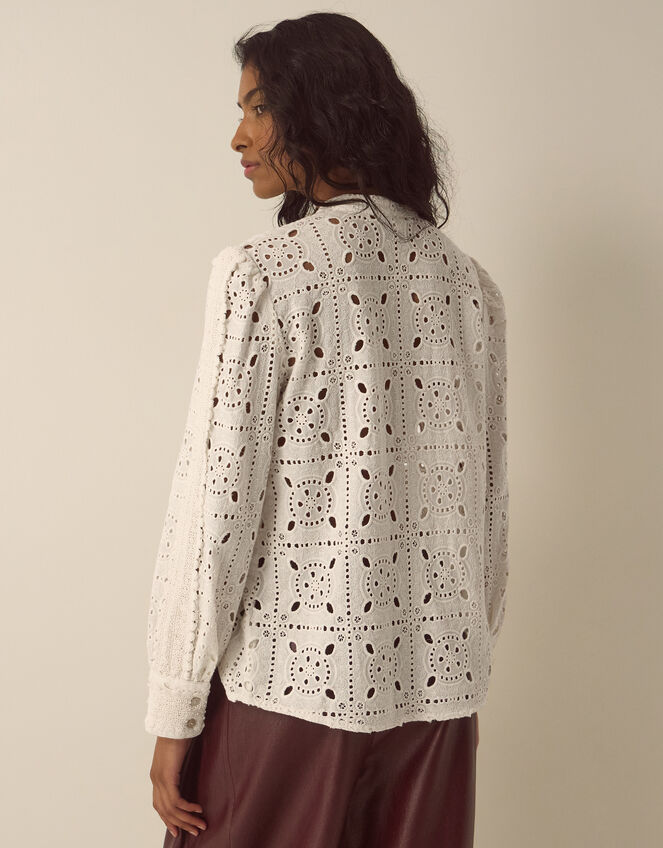 Dorothy Knot Button Lace Top, Cream (CREAM), large