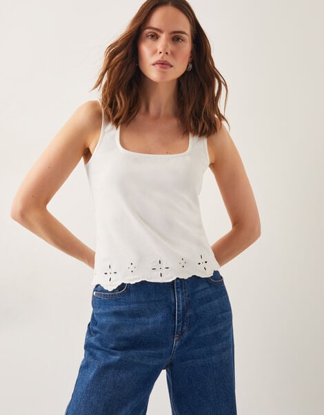 Cara Cutwork Cami Top, Ivory (IVORY), large