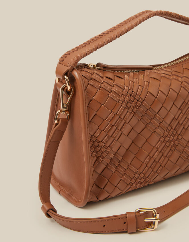 Bertie Woven Leather Crossbody Bag, , large