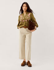 Amelie Floral Embroidered Blouse, Green (OLIVE), large