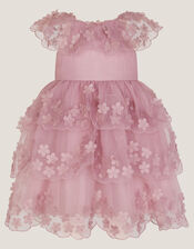 Baby Appliqu&eacute; Scallop Party Dress, Pink (DUSKY PINK), large