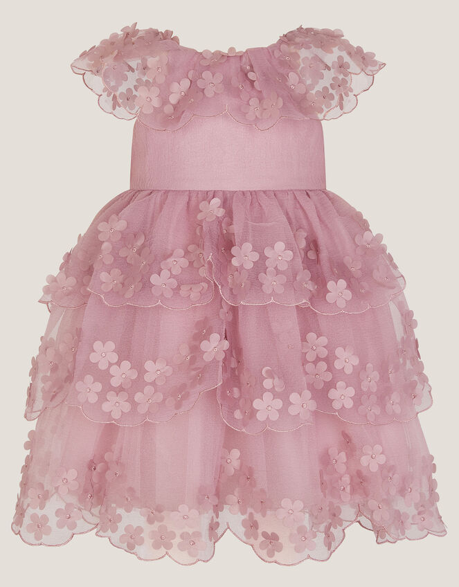 Baby Appliqu&eacute; Scallop Party Dress, Pink (DUSKY PINK), large