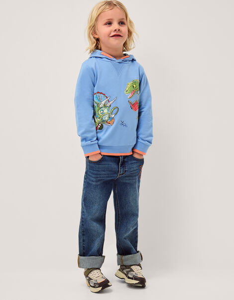 Reading Dinosaur Hoodie, Blue (BLUE), large