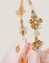 Floral Metal Handle Bag, Pink (PINK), large