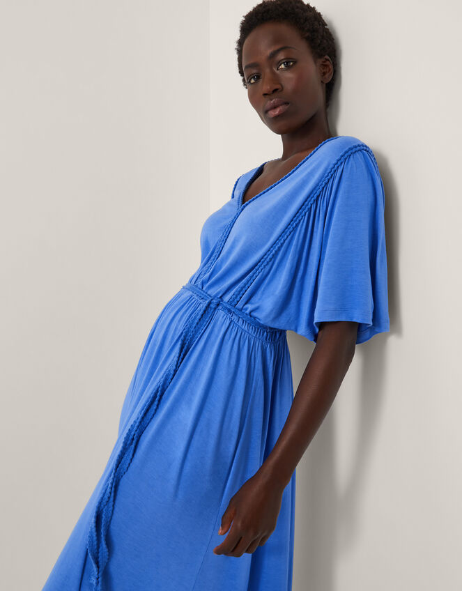Paula Braided Jersey Midi Dress, Blue (BLUE), large