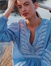East Alva Hand-Chikankari Embroidered Top, Blue (LIGHT BLUE), large