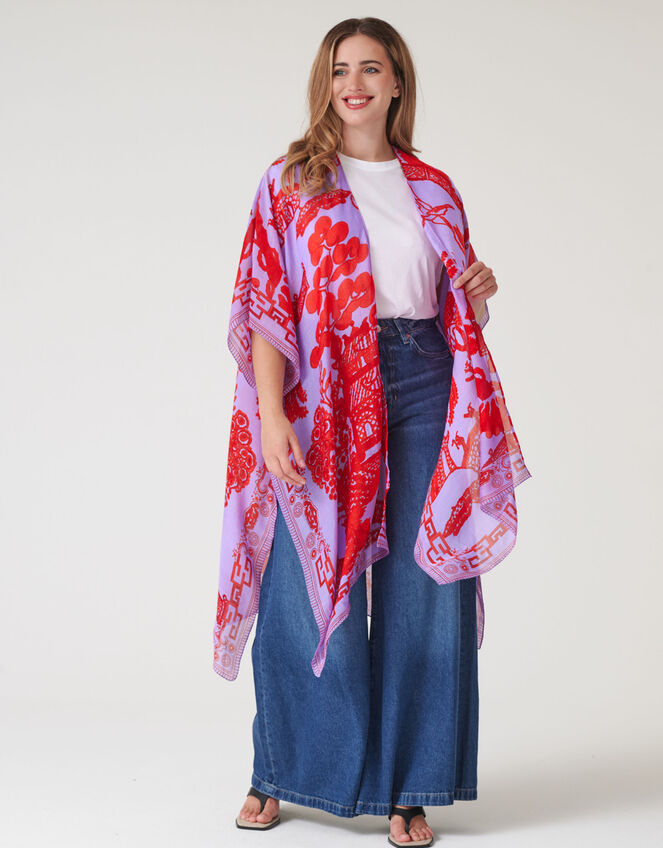 One Hundred Stars Willow Print Kimono, , large