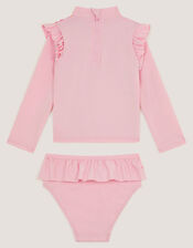 Baby Giraffe Print Rash Vest Swim Set, Pink (PINK), large