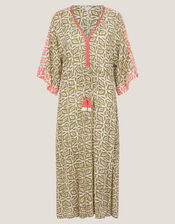 Elma Print Midi Beach Dress, Green (KHAKI), large