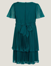 Alicia Pleated Tiered Party Dress, Teal (TEAL), large