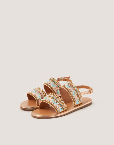 Double Strap Beaded Sandals, Multi (MULTI), large